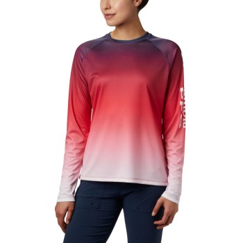 Columbia Sweater Dames, PFG Super Tidal Long Sleeve Rood, 04IKLWSEQ